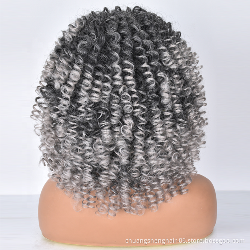High temperature resistance fiber wig Short curly wigs for black women with bangs Ombre blonde synthetic afro kinky curly wigs